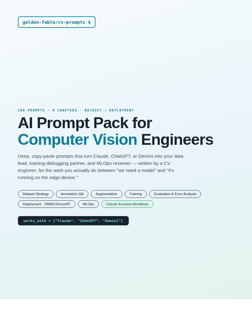 AI Prompt Pack for Computer Vision Engineers cover page