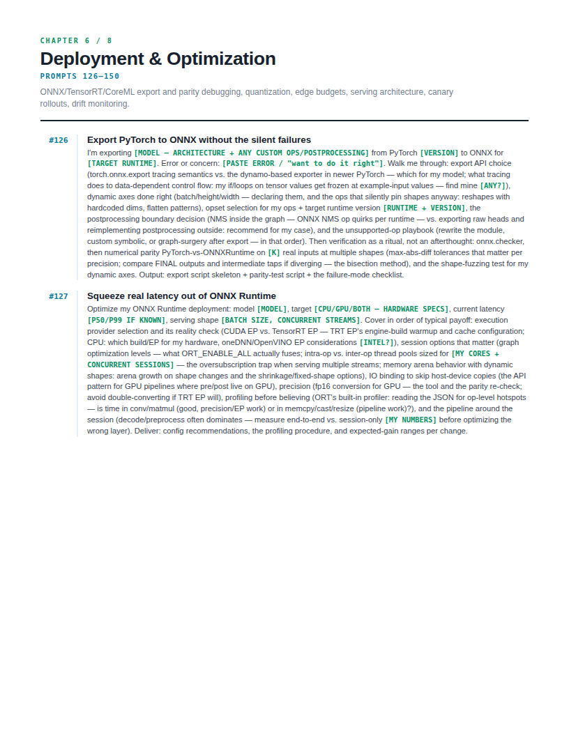 Deployment and optimization prompts page